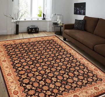 handmade Transitional Kafkaz Chobi Ziegler Brown Beige Hand Knotted RECTANGLE 100% WOOL area rug 8 x 10